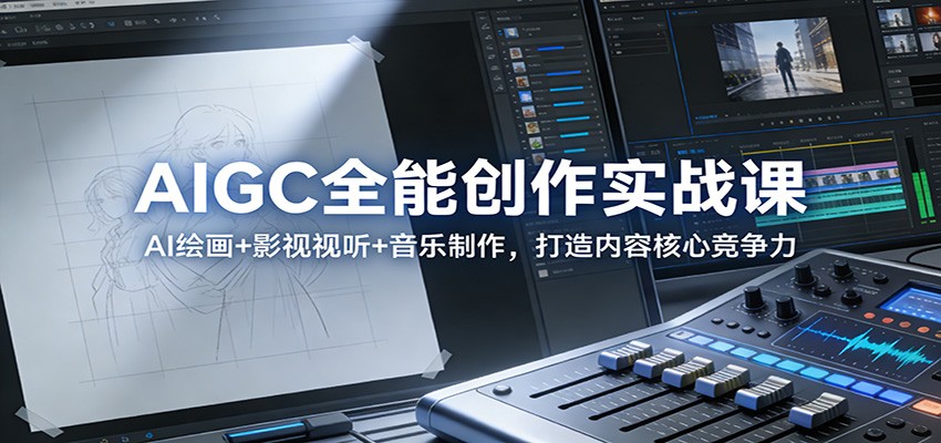 AIGC全能创作实战课：AI绘画+影视视听+音乐制作，打造内容核心竞争力-小创项目网