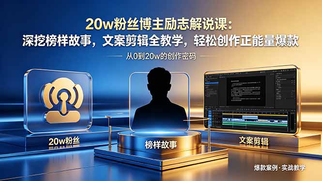 20w粉丝博主励志解说课：深挖榜样故事，文案剪辑全教学，轻松创作正能量爆款-小创项目网