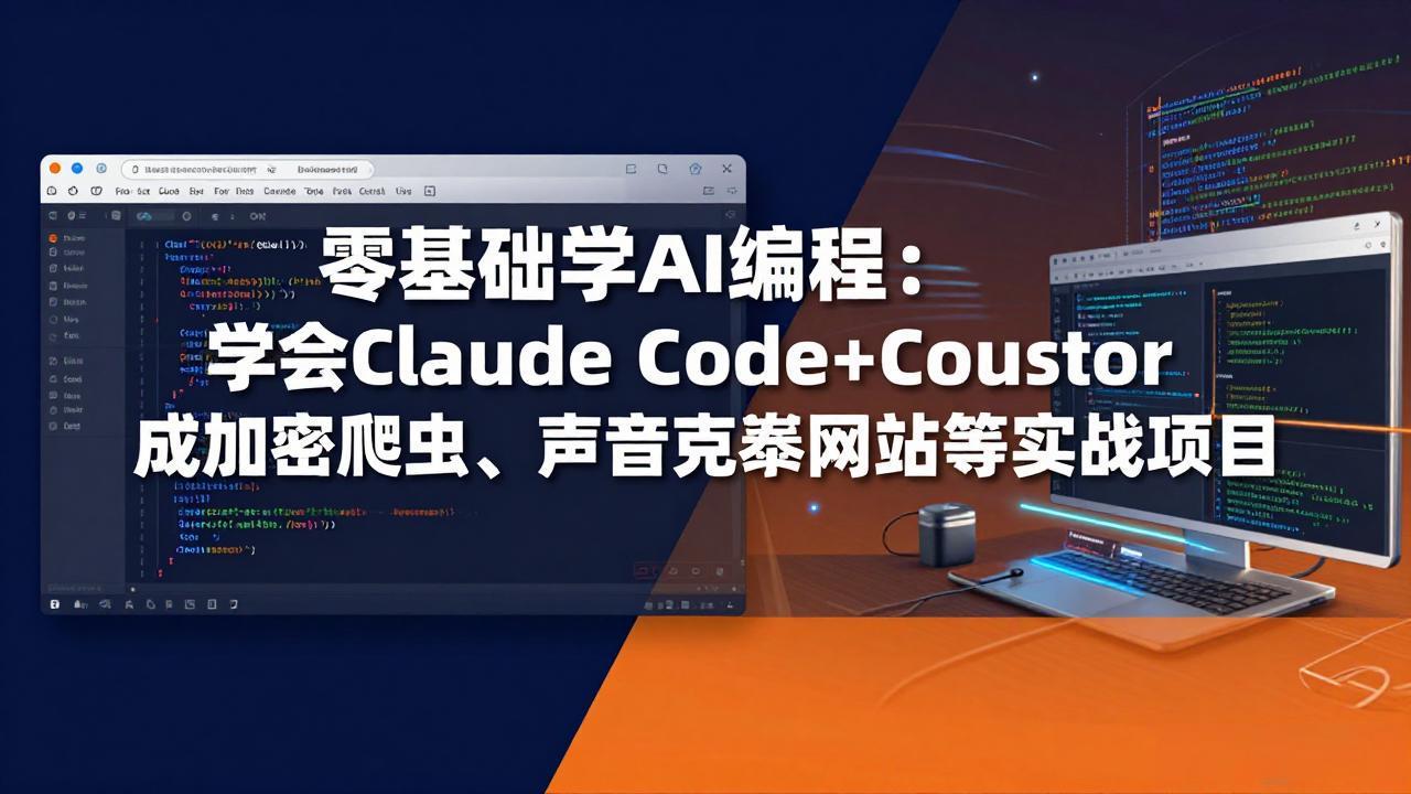 零基础学AI编程：学会Claude Code+Cursor完成加密爬虫、声音克隆网站等实战项目-小创项目网