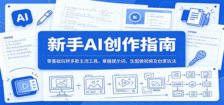 新手AI创作指南:零基础玩转多款主流工具,掌握提示词、生图做视频及创意玩法-小创项目网
