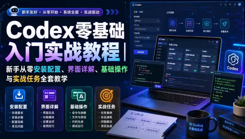 Codex零基础入门实战教程｜新手从零安装配置、界面详解、基础操作与实战任务全套教学-小创项目网