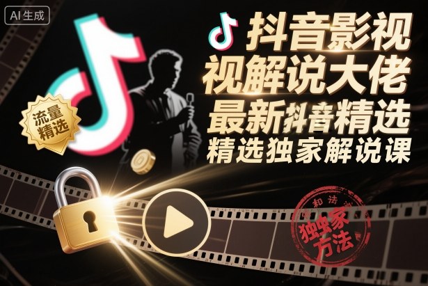 抖音影视解说大佬最新抖音进精选和独家方法，精选独家解说课(更新26年3月)-小创项目网