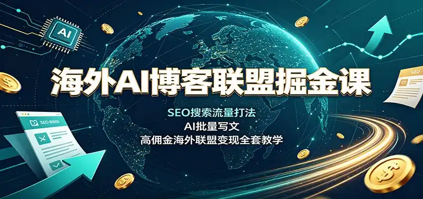 海外AI博客联盟掘金课：SEO搜索流量打法，AI批量写文，高佣金海外联盟变现全套教学-小创项目网