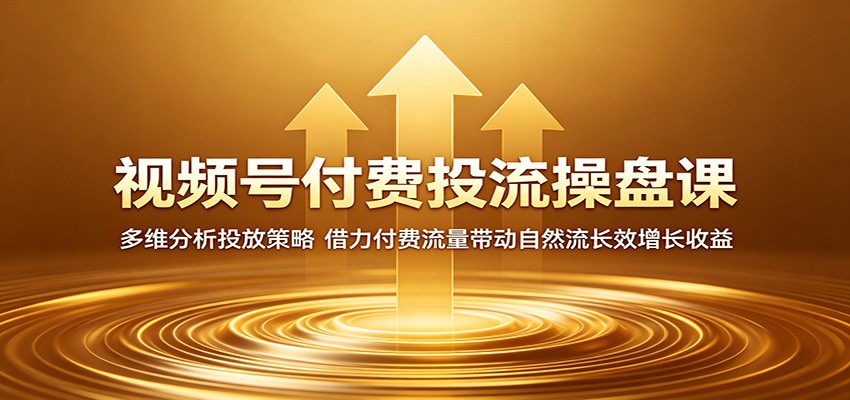视频号付费投流操盘课：多维分析投放策略，借力付费流量带动自然流长效增长收益-小创项目网