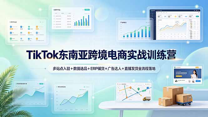 TikTok东南亚跨境电商实战训练营：多站点入驻+数据选品+ERP铺货+广告达人+直播发货全流程落地-小创项目网