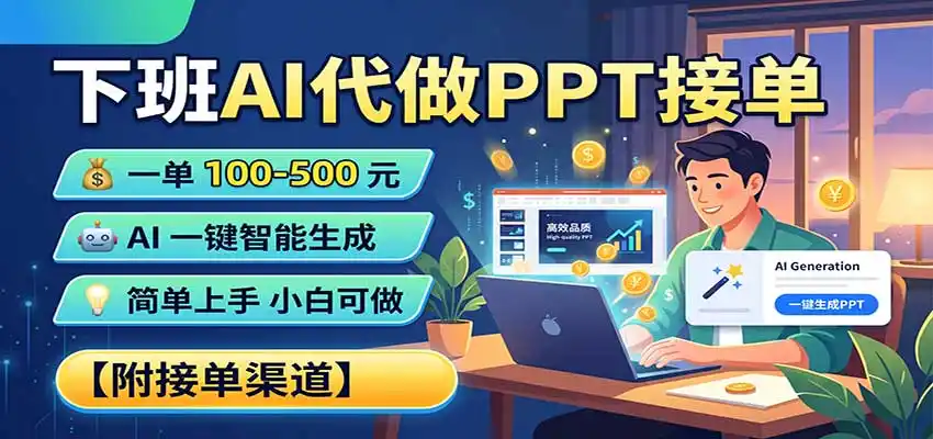 下班AI代做PPT接单,一单100-500,AI一键生成,小白也能做,附接单渠道-小创项目网