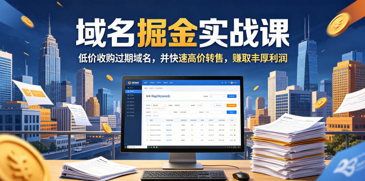 域名交易掘金实战课，低价收购过期域名，并快速高价转售，賺取丰厚利润【原创双语字幕】-小创项目网