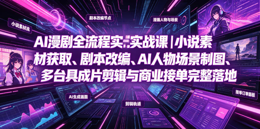 AI漫剧全流程实战课｜小说素材获取、剧本改编、AI人物场景制图、多工具成片剪辑、平台付费变现与商业接单完整落地-小创项目网