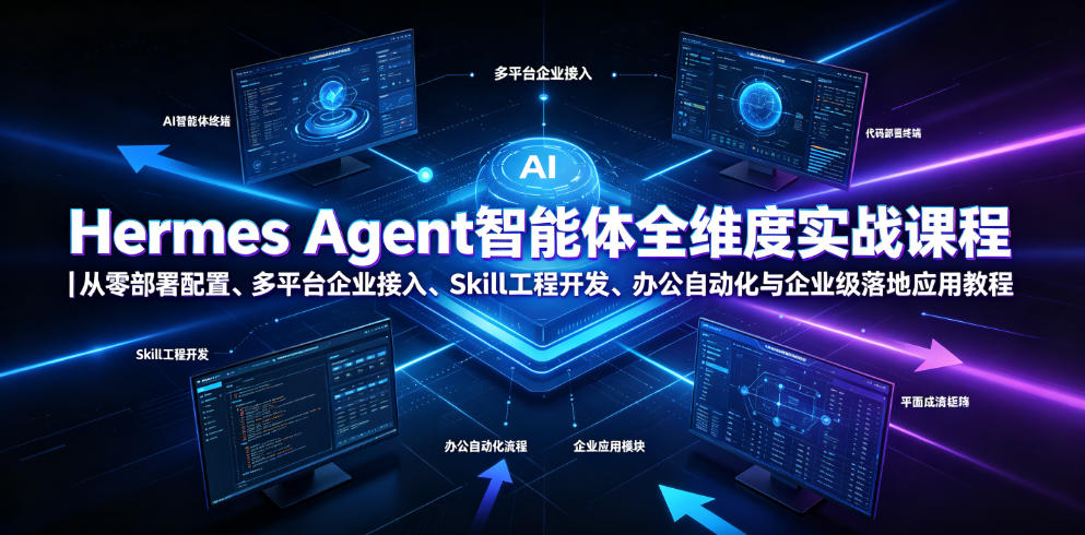 Hermes Agent智能体全维度实战课程｜从零部署配置、多平台企业接入、Skill工程开发、办公自动化与企业级落地应用教程-小创项目网