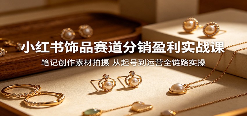 小红书饰品赛道分销盈利实战课：笔记创作素材拍摄，从起号到运营全链路实操-小创项目网