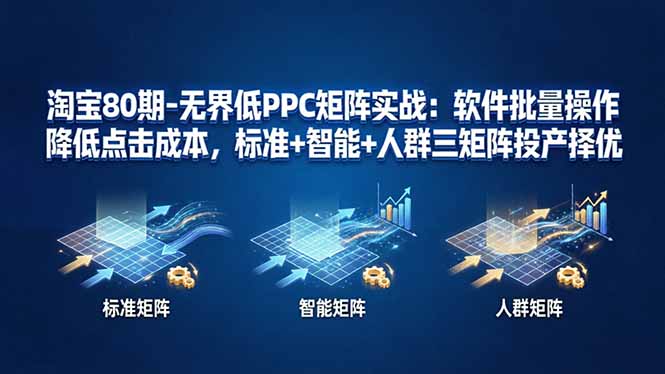 淘宝80期-无界低PPC矩阵实战：软件批量操作降低点击成本，标准+智能+人群三矩阵投产择优-小创项目网