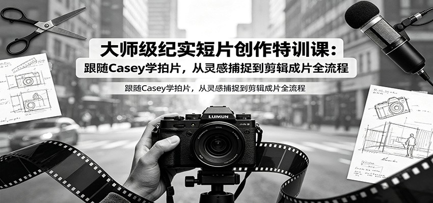 大师级纪实短片创作特训课:跟随Casey学拍片,从灵感捕捉到剪辑成片全流程-小创项目网