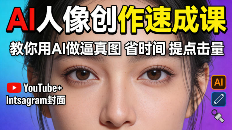 YouTube+Instagram封面没人点？AI人像创作速成课，教你用AI做逼真图，省时间还能提点击量！-小创项目网