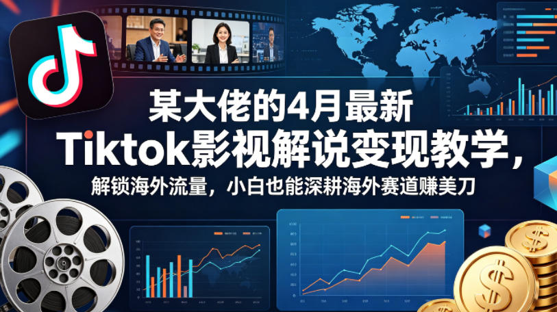 某大佬的4月最新Tiktok影视解说变现教学，解锁海外流量，小白也能深耕海外赛道賺美刀-小创项目网