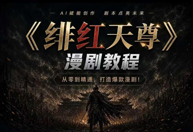 绯红天尊AI漫剧系统教程|从零入门到精通,工具运用+剧本创作+爆款逻辑+提示词素材+镜头剪辑,全套爆款漫剧落地实战课