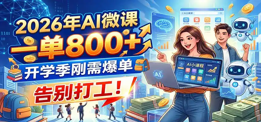 2026年AI微课，一单800+，开学季刚需爆单，告别打工！-小创项目网