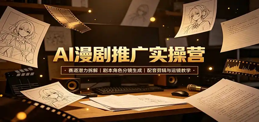 AI漫剧推广实操营：赛道潜力拆解，剧本角色分镜生成，配音剪辑与运镜教学-小创项目网