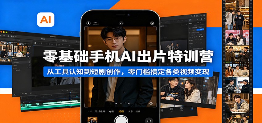 零基础手机AI出片特训营:从工具认知到短剧创作,零门槛搞定各类视频变现-小创项目网