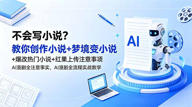 不会写小说？教你创作小说+梦境变小说+爆改热门小说+红果上传注意事项，AI漫剧全流程实战教学-小创项目网