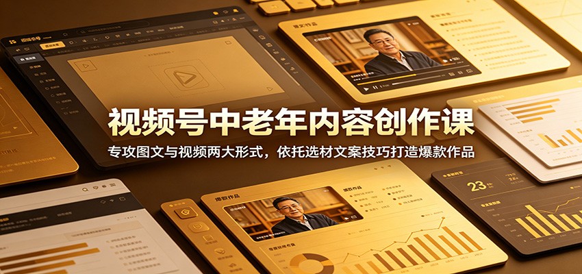 视频号中老年内容创作课：专攻图文与视频两大形式，依托选材文案技巧打造爆款作品-小创项目网