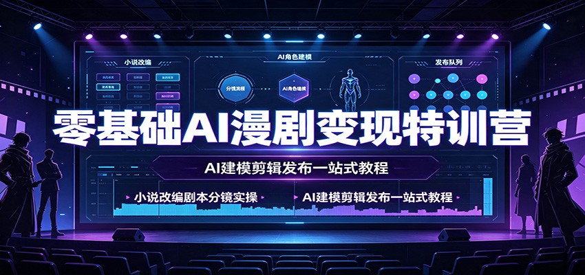零基础AI漫剧变现特训营:小说改编剧本分镜实操,AI建模剪辑发布一站式教程-小创项目网