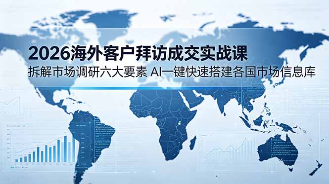 2026海外客户拜访成交实战课：拆解市场调研六大要素，AI一键快速搭建各国市场信息库-小创项目网