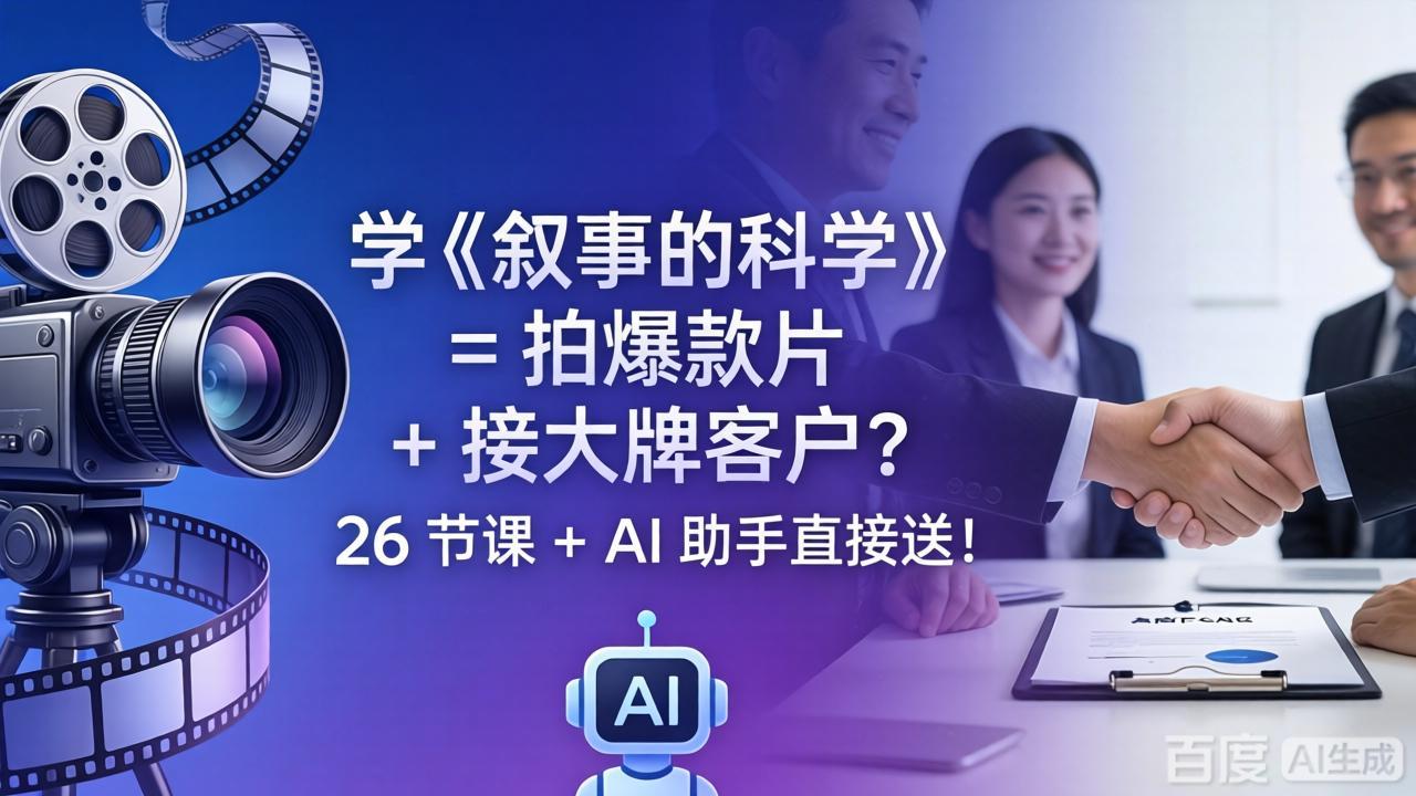 学《叙事的科学》= 拍爆款片 + 接大牌客户？26 节课 + AI 助手直接送！-小创项目网