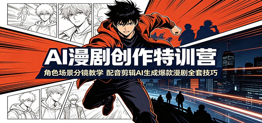 AI漫剧创作特训营:角色场景分镜教学,配音剪辑AI生成爆款漫剧全套技巧-小创项目网