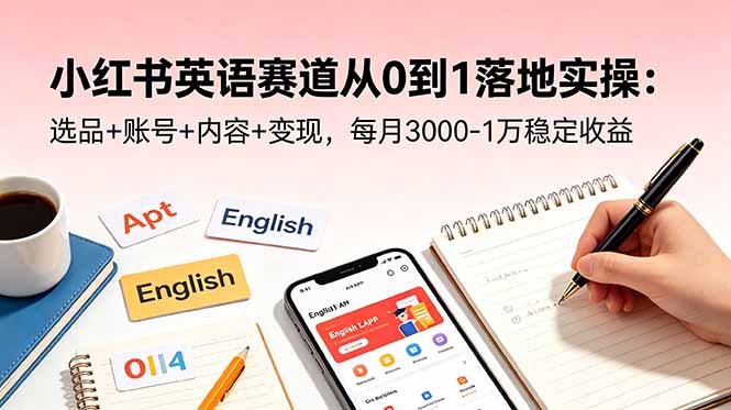 小红书英语赛道从0到1落地实操：选品+账号+内容+变现，每月3000-1万稳定收益-小创项目网