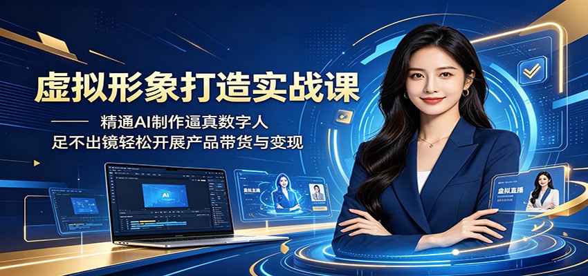 虚拟形象打造实战课:精通AI制作逼真数字人,足不出镜轻松开展产品带货与变现-小创项目网