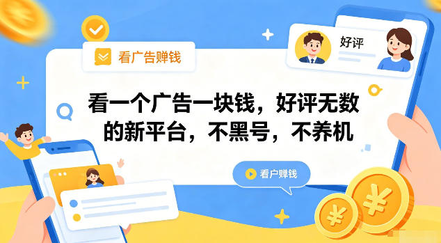 看一个广告一块钱，好评无数的新平台，不黑号，不养机【揭秘】-小创项目网