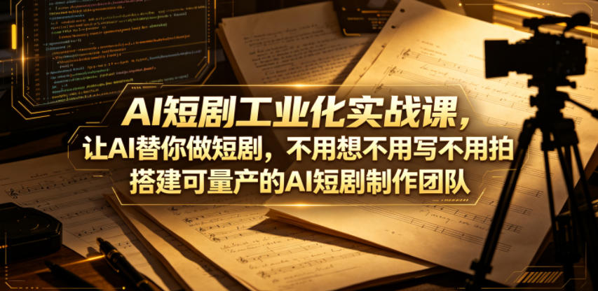AI短剧工业化实战课，让AI替你做短剧，不用想不用写不用拍，搭建可量产的AI短剧制作团队-小创项目网