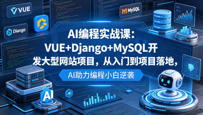 AI编程实战课：VUE+Django+MySQL开发大型网站项目，从入门到项目落地，AI助力编程小白逆袭-小创项目网