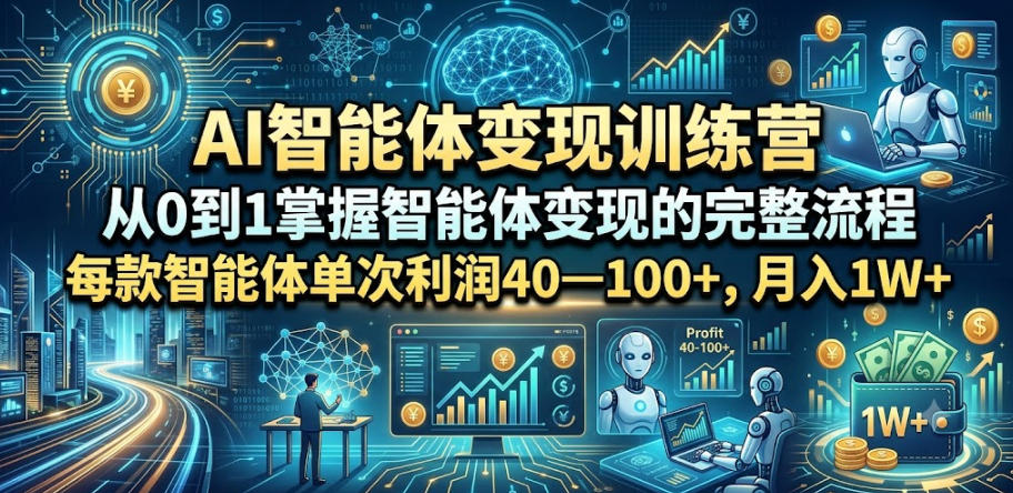 AI智能体变现训练营，从0到1掌握智能体变现的完整流程，每款智能体单次利润40—100+，月入1W+-小创项目网
