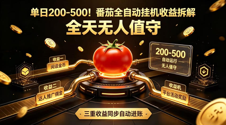 单日200-500！番茄全自动挂G收益拆解，全天无人值守，矩阵操作收益翻倍【揭秘】-小创项目网