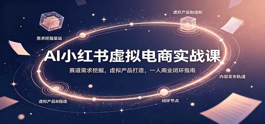 AI小红书虚拟电商实战课：赛道需求挖掘，虚拟产品打造，一人商业闭环指南-小创项目网