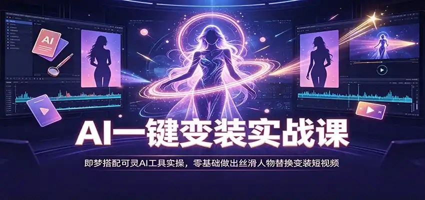 AI一键变装实战课：即梦搭配可灵AI工具实操，零基础做出丝滑人物替换变装短视频-小创项目网