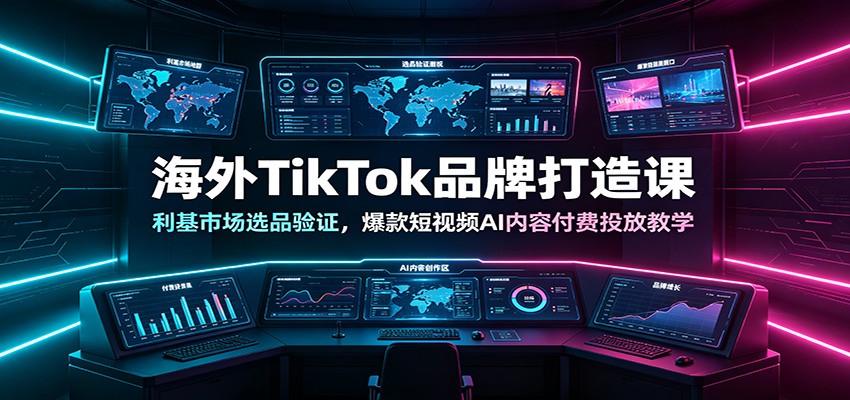 海外TikTok品牌打造课:利基市场选品验证,爆款短视频AI内容付费投放教学-小创项目网