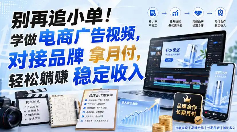 别再追小单！学做电商广告视频，对接品牌拿月付，轻松躺賺稳定收入【原创双语字幕】-小创项目网