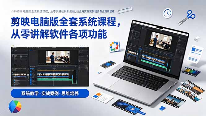 剪映电脑版全套系统课程，从零讲解软件各项功能，结合海量实战案例培养专业剪辑思维-小创项目网