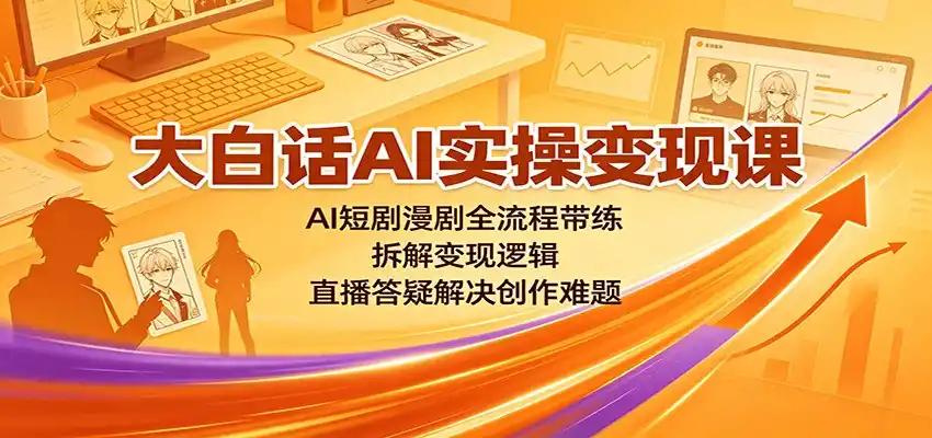 大白话AI实操变现课：AI短剧漫剧全流程带练，拆解变现逻辑，直播答疑解决创作难题-小创项目网