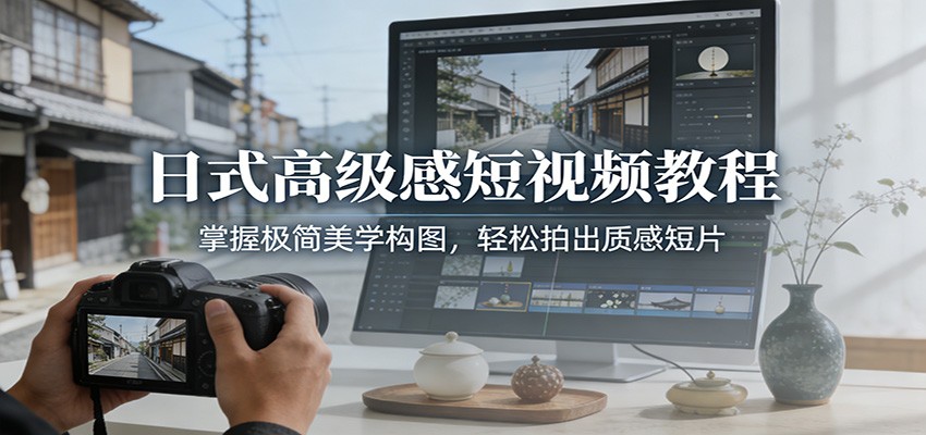 日式高级感短视频教程：掌握极简美学构图，轻松拍出质感短片-小创项目网