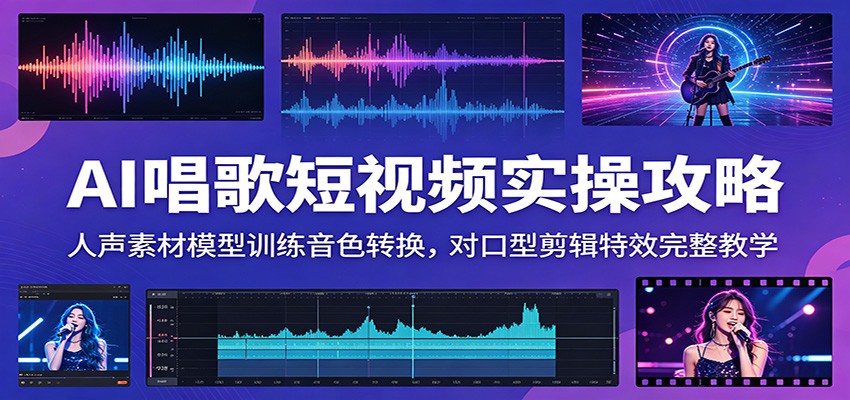 AI唱歌短视频实操攻略：人声素材模型训练音色转换，对口型剪辑特效完整教学-小创项目网