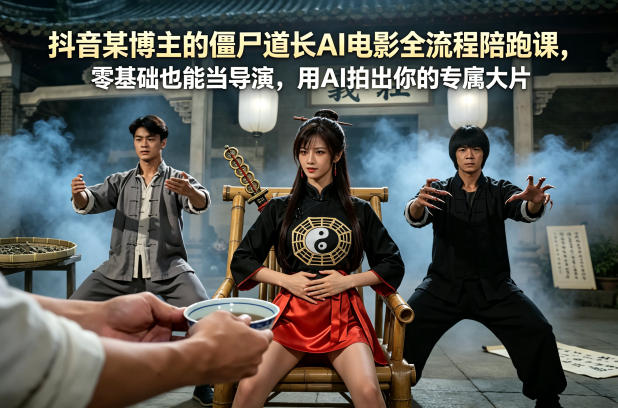 抖音某博主的僵尸道长AI电影全流程陪跑课，零基础也能当导演，用AI拍出你的专属大片-小创项目网