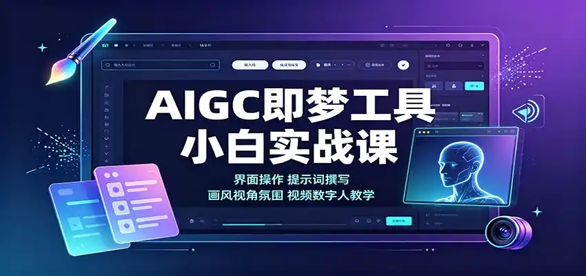AIGC即梦工具小白实战课：界面操作，提示词撰写，画风视角氛围视频数字人教学-小创项目网