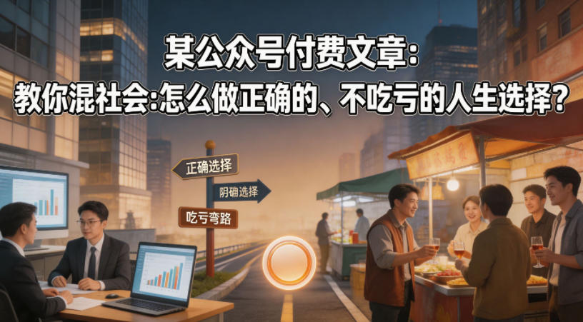 某公众号付费文章：教你混社会：怎么做正确的、不吃亏的人生选择？-小创项目网