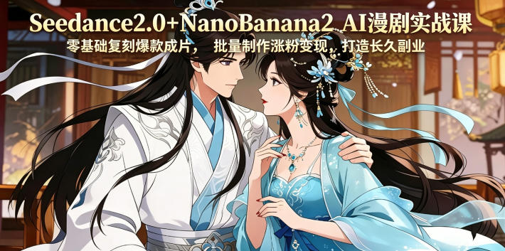 Seedance2.0+NanoBanana2 AI漫剧实战课，零基础复刻爆款成片涨粉变现，打造长久副业收益-小创项目网