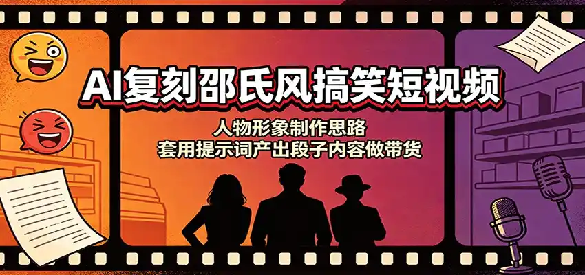AI复刻邵氏风搞笑短视频：人物形象制作思路，套用提示词产出段子内容做带货-小创项目网