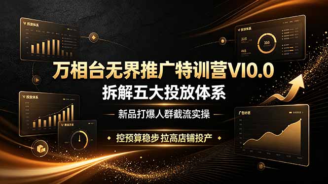 万相台无界推广特训营VI0.0，拆解五大投放体系，新品打爆人群截流实操，控预算稳步拉高店铺投产-小创项目网