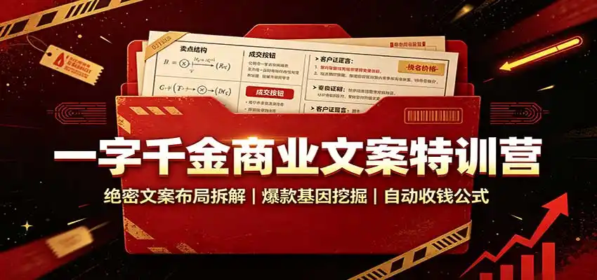 一字千金商业文案特训营：绝密文案布局拆解，爆款基因挖掘，自动收钱公式-小创项目网